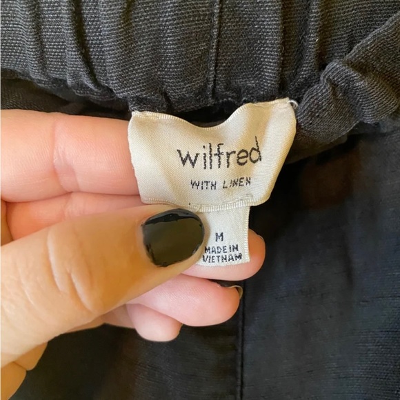 Aritzia Wilfred Linen Black Shorts Pull On Elastic Waist High Rise - Picture 2 of 5